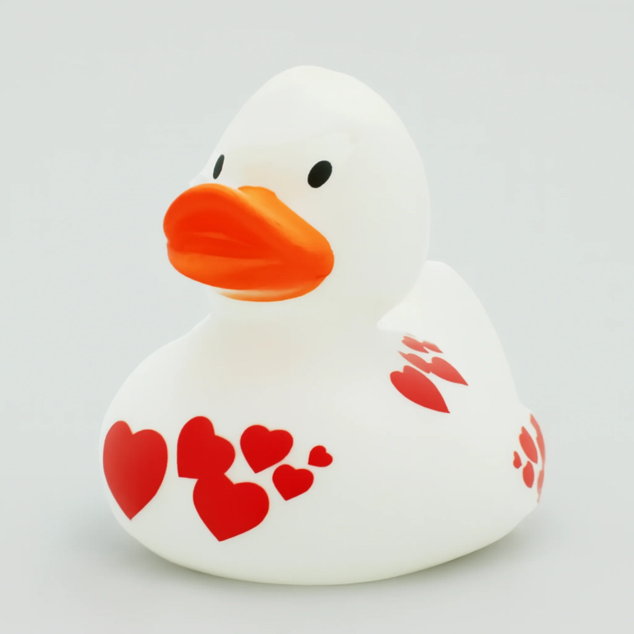 White Duck with Red Hearts